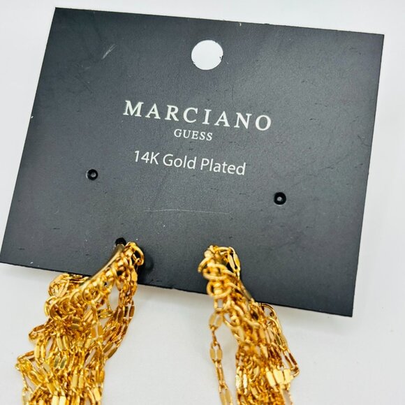 Marciano Guess 14K Gold Plated Chain Tassel Earrings NWT Long Dangle Statement - Picture 2 of 4